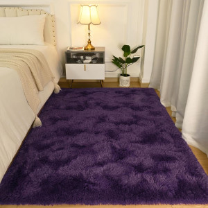 Softlife Rug for Bedroom 4x5.3 Feet Purple Area Ru...