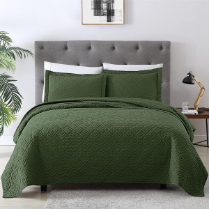 EXQ Home Quilt Set Full Queen Size Olive Green 3 P...