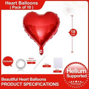 Lovoir 10 Pcs Red Heart Shape Foil Mylar Balloons...