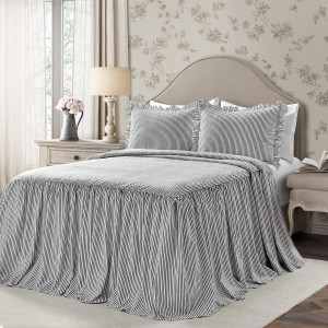 Lush Decor Ticking Stripe Bedspread Black Vintage...