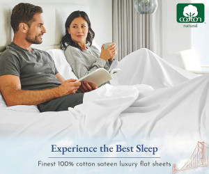 Queen Size Flat Sheet, Soft 100% Cotton Sheet, 400...