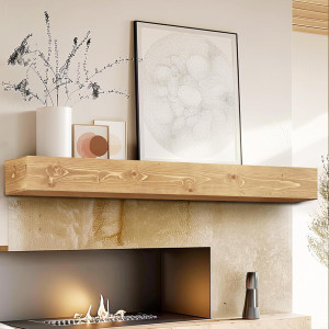 60" Fireplace Mantel, 5" Thick Handmade Hollow Sol...