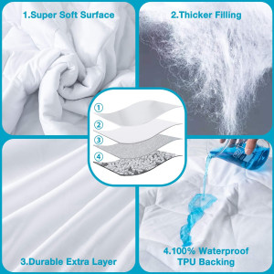 Lunsing Queen Mattress Protector, Waterproof Breat...