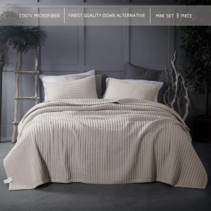 KASENTEX Quilt Mini Set-Stone Washed-Super Soft Be...