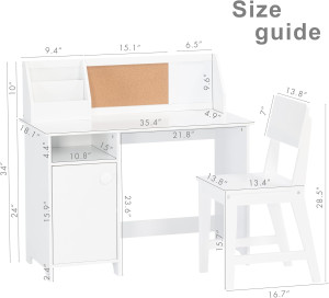 UTEX Kids Study Desk with Chair, Wooden Children S...