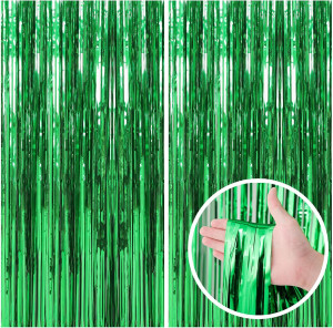 2 Pack Green Streamers Backdrop Jungle Party Decor...