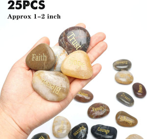 BigOtters Engraved Inspirational Stones, 25 Differ...