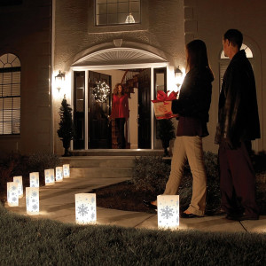 LumaBase Plastic Luminaria Lanterns, Snowflake - S...