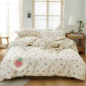 DREAMINGO Cute Strawberry Duvet Cover Full Cotton...