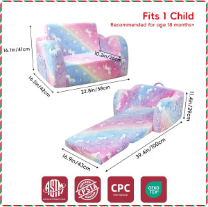 2-in-1 Kids Sofa, Toddler Chair for 2 Seats,Conver...