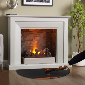 FLASLD Fireproof Fireplace Mat 28×48Inch Half Roun...
