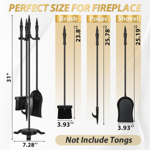 FEED GARDEN Fireplace Tools Set 4 Pieces, 31 Inch...