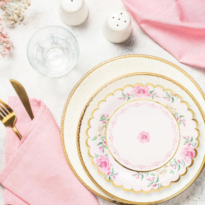 Sparkle and Bash 48-Pack Floral Paper Plates for B...