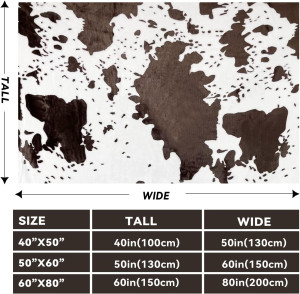 Cute Cow Print Blanket Soft Warm Plush Throw Blank...
