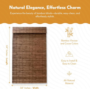 Radiance Cordless Bamboo Roman Shades for Windows...