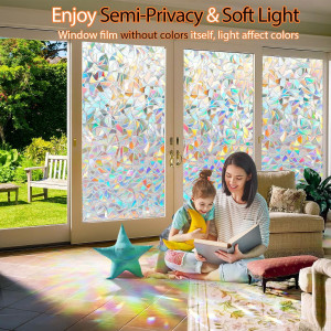 Rainbow Window Privacy Film Decorative, Stained Gl...