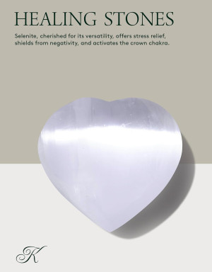 KALIFANO Selenite Heart Worry Stone with Healing &...