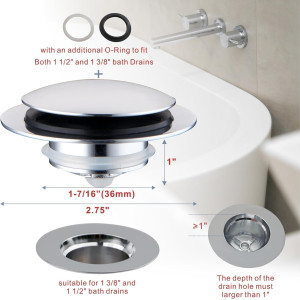 Chrome Plated Universal Tub Dain Stopper, Hidrop P...