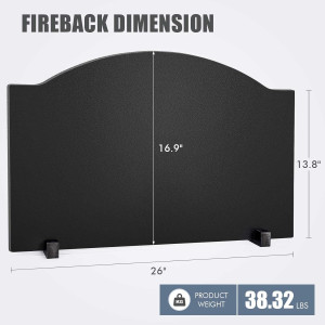 INNO STAGE 26" Fireplace Back Plates - Iron Fireba...