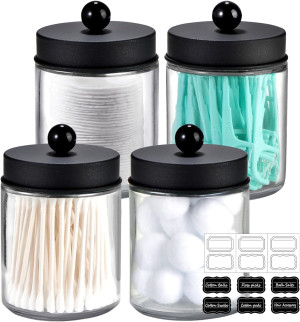 Amolliar 4 Pack Apothecary Jars Bathroom Vanity St...