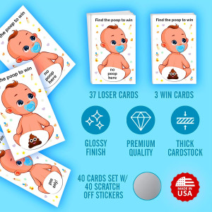 Baby Shower Boy Scratch Off Poop Game, Easy to Pla...