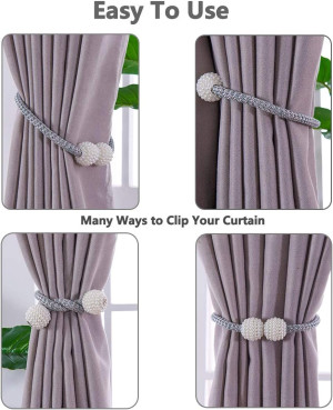 6 Pack Magnetic Curtain Tiebacks, Decorative Curta...