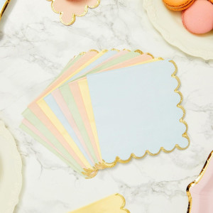 Scalloped Rainbow Napkins with Gold Foil, Unicorn...