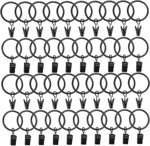 40 Pack Metal Curtain Rings with Clips Black Decor...