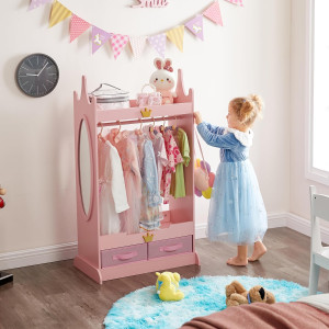 Kids Dress Up Storage with Mirror, Kids Armoire wi...