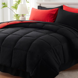 Anluoer Queen Comforter Set 7 Piece, Black Bed in...