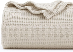 PHF 100% Cotton Waffle Weave Blanket King Size - W...