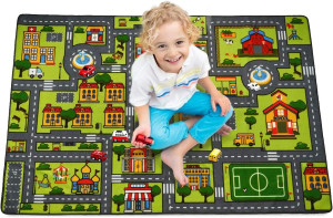Zareas Kids Carpet Playmat Car Rug for Playroom, C...