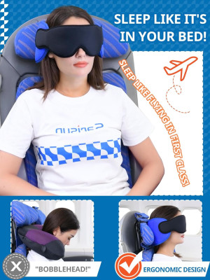 Travel Pillows for Airplanes, Neck Pillow with Eye...