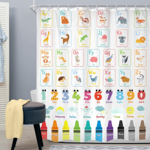 Cinbloo Alphabet ABC Kids Shower Curtain 60Wx72H C...