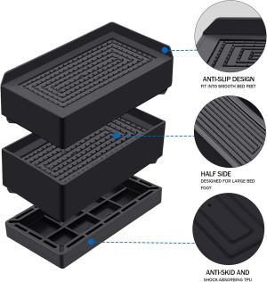 Rectangle Bed Risers, 3 Inch Heavy Duty Adjustable...