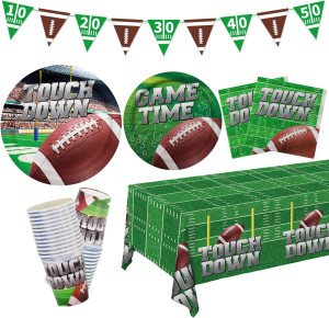 Football Party Supplies Kit Serve 25, Includes Dis...