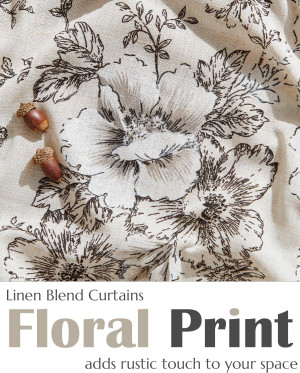 jinchan Linen Floral Tier Curtains 24 Inch Farmhou...