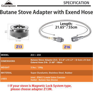 CAMPINGMOON Camping Gas Stove Adapter Convert EN41...