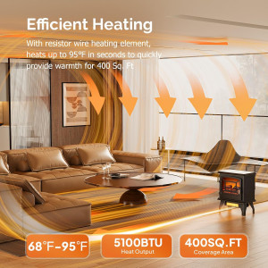 ROVSUN 20" H Electric Fireplace Stove Space Heater...