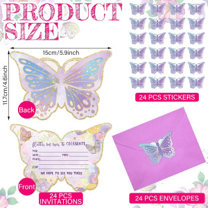 24 Sets Mermaid Birthday Invitations with Envelope...