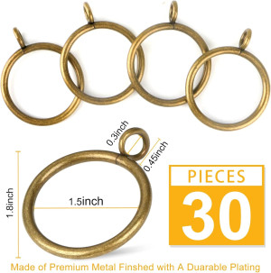 1 1/2-Inch Antique Brass Curtain Rings with Eyelet...