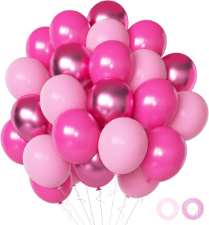 Pink Balloons Metallic Pink Balloon, 50Pcs 12Inch...