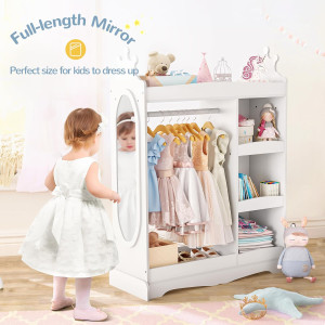 Kids Dress up Storage with Mirror, Kids Wardrobe w...