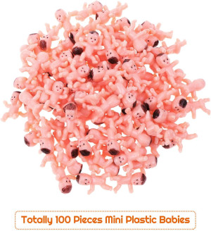 selizo 100pcs Tiny Plastic Mini Babies for Baby Sh...