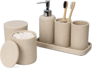 ZCCZ - Beige Bathroom Accessories Set 6 Pcs - Toot...