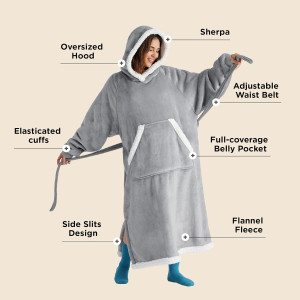 Bedsure Wearable Blanket Hoodie Women - Long Sherp...