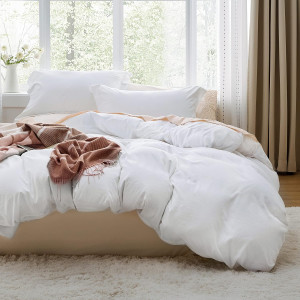 Bedsure White Duvet Cover Queen Size - Soft Prewas...