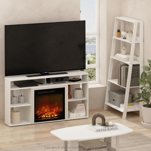 Furinno Jensen Corner Stand with Fireplace for TV...