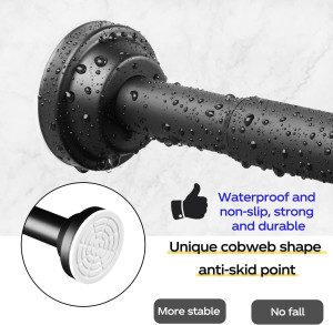 Matte Black Shower Curtain Rod, 40-76 Inches No Dr...