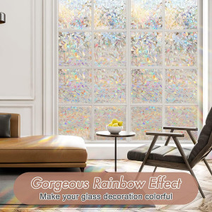 Haton Window Privacy Film, Stained Glass Rainbow F...
